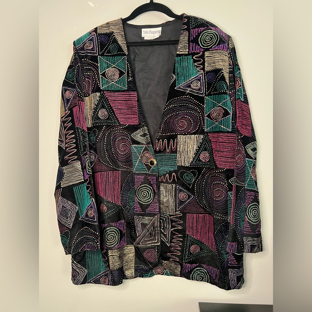 Vintage Très Paquette velvet blazer  with vibrant colors